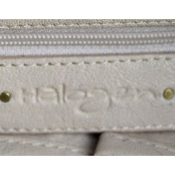 Large HALOGEN BEIGE GENUINE LEATHER HOBO HANDBAG SATCHEL TOTE PURSE - Picture 10 of 15